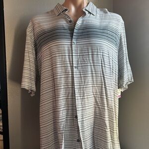 Alfani Men's Black and White Striped Casual Shirt